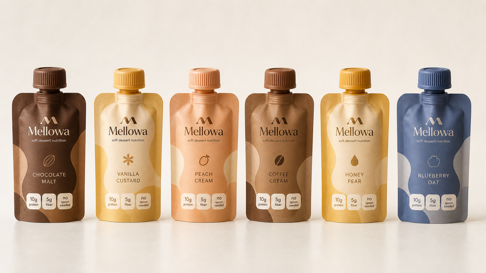 The Mellowa flavor lineup arranged together